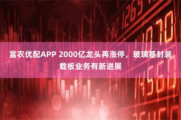 富农优配APP 2000亿龙头再涨停，玻璃基封装载板业务有新进展